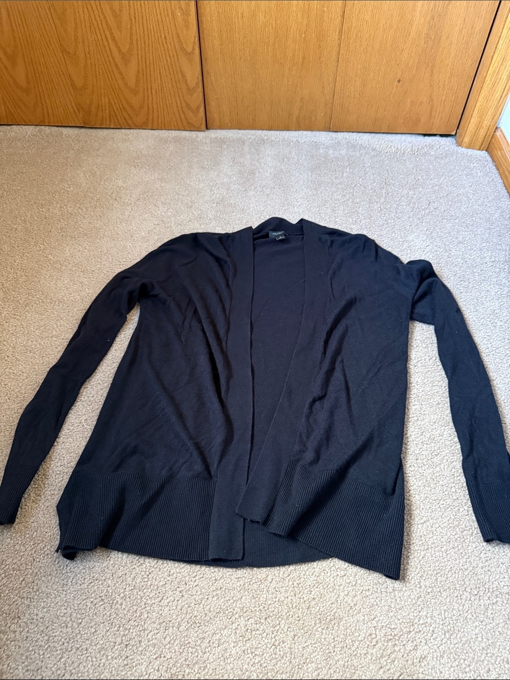 Ann Taylor Factory Black Open-Front Lightweight Cardigan